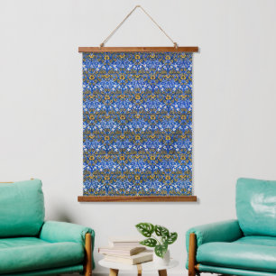 Morris Vintag 1882 Blaues Hintergrund Blume Muster Wandteppich Mit Holzrahmen