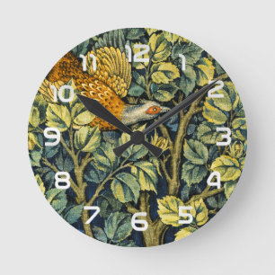 Morris Vintag Pheasant Eichhörnchen und Blume Must Runde Wanduhr