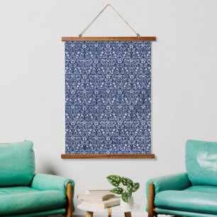Morris Vintage 1882 Blaue Hintergrund-Blumenmuster Wandteppich Mit Holzrahmen
