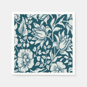 Morris Vintages Blau- und Weißblumenmuster Serviette
