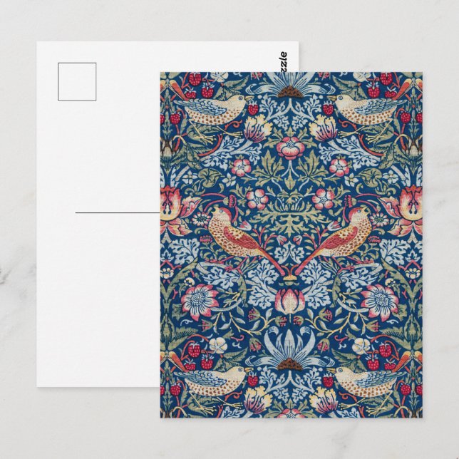 Morris - Vintages Erdbeerdieb-Blumenmuster Postkarte (Vorne/Hinten)