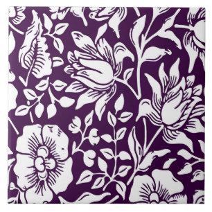 Morris Vintages Lila und weißes Blumenmuster Fliese