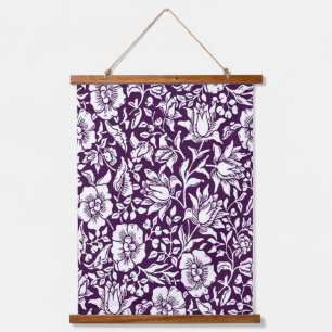 Morris Vintages Lila und weißes Blumenmuster Wandteppich Mit Holzrahmen