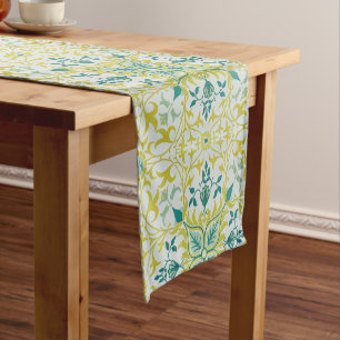 Morris Yellow Turquoise Vine & Blume Muster Kurzer Tischläufer