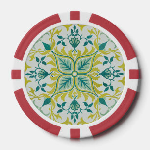 Morris Yellow Turquoise Vine & Blume Muster Pokerchips