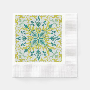 Morris Yellow Turquoise Vine & Blume Muster Serviette
