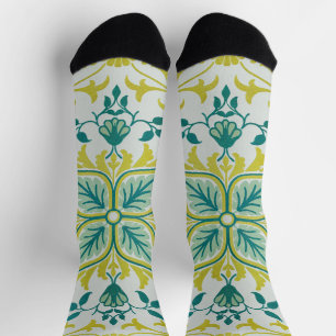 Morris Yellow Turquoise Vine & Blume Muster Socken