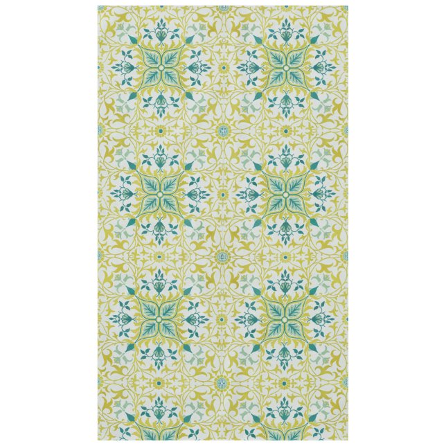 Morris Yellow Turquoise Vine & Blume Muster Tischdecke (Vorderseite)