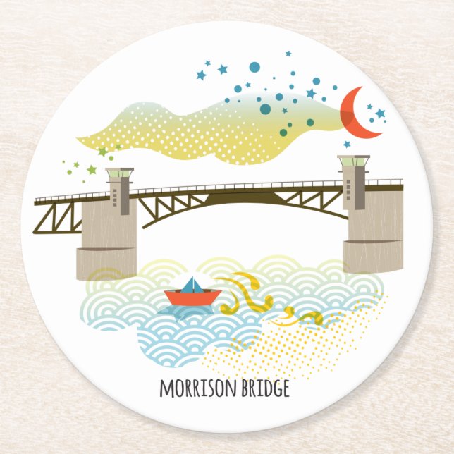 Morrison-Brücken-Portland-Untersetzer Runder Pappuntersetzer (Vorderseite)