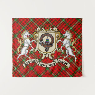 Morrison Clan Abzeichen & Unicorns w/Tartan Wandteppich