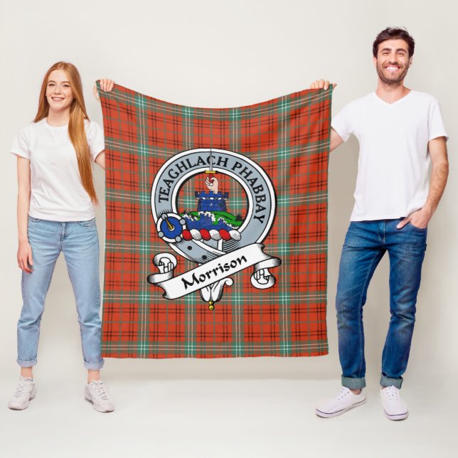 Morrison Red Ancient Clan Abzeichen Tartan Kariert Fleecedecke (Beispiel)