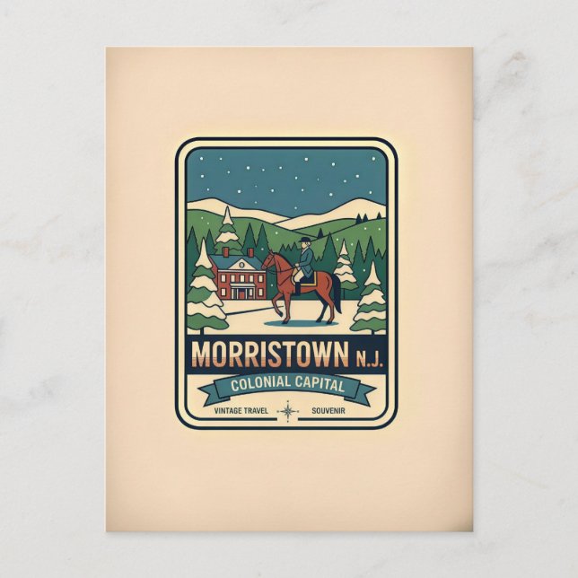 Morristown NJ Retro 1950s Travel Postkarte (Vorderseite)