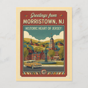 Morristown NJ Retro-Reise im Stil der 1950er Jahre Postkarte