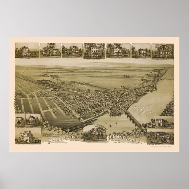 Morrisville, PA Panoramic Map - 1893 Poster (Vorne)