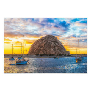 Morro Bay bei Dämmerung Fotodruck