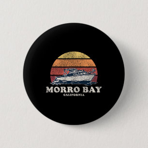 Morro Bay Ca Vintag Bootdesign 70er Retro Boat Des Button