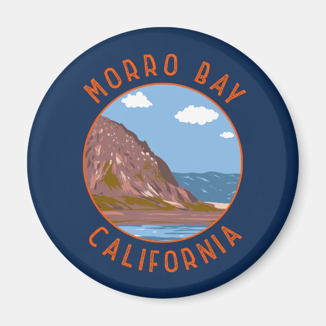 Morro Bay California Retro Distressed Circle Magnet (Vorne)
