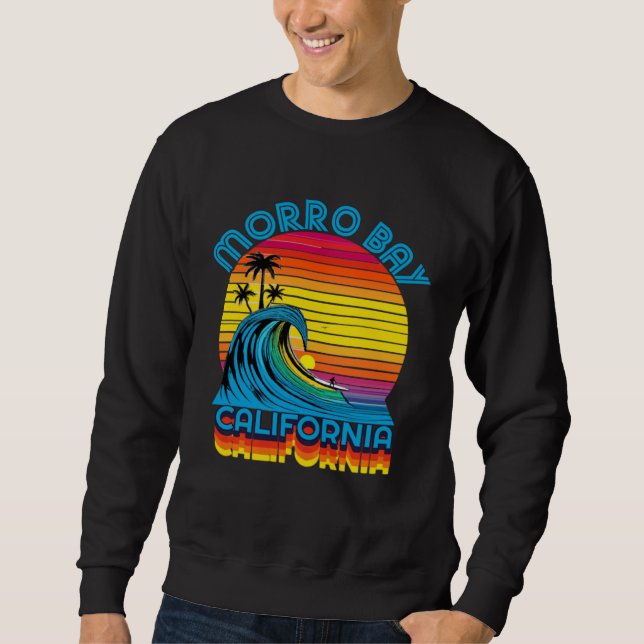 Morro Bay California Retro Throwback Surf & Beach  Sweatshirt (Vorderseite)