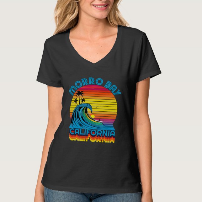 Morro Bay California Retro Throwback Surf & Beach  T-Shirt (Vorderseite)