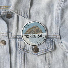 Morro Bay Central California Illustration Beach Button