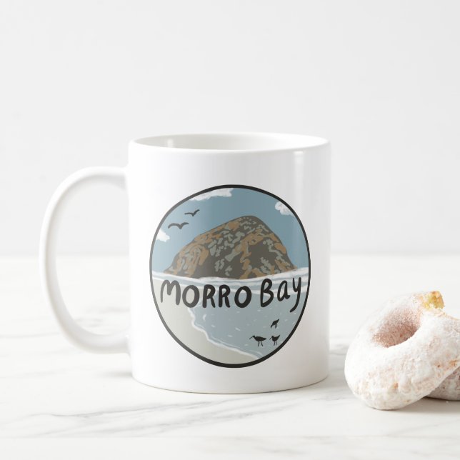 Morro Bay Central California Illustration Beach Kaffeetasse (Mit Donut)