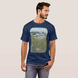 Morro Bay Central California Illustration Beach T-Shirt