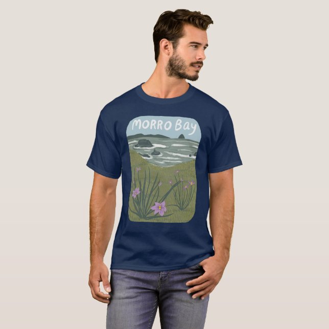 Morro Bay Central California Illustration Beach T-Shirt (Vorne ganz)