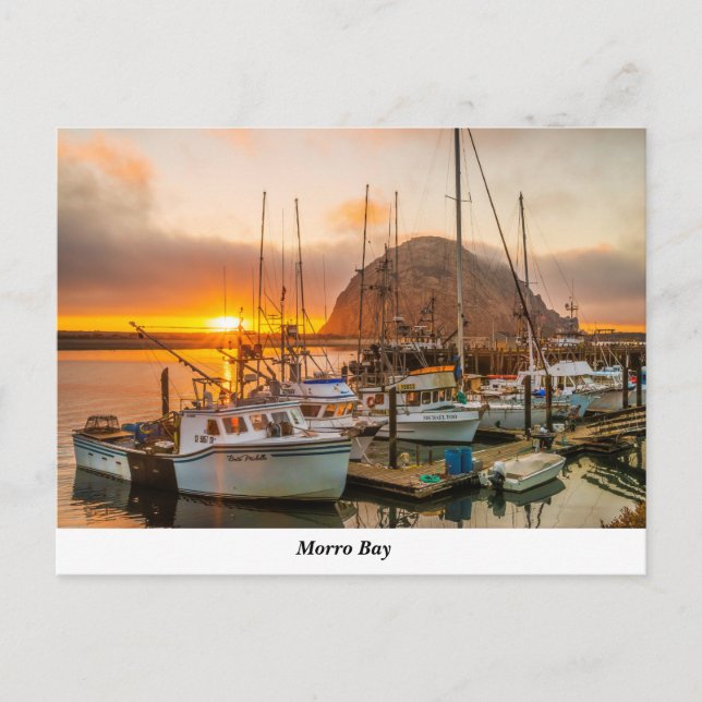 Morro Bay Hafen bei Sunset Postcard Postkarte (Vorderseite)