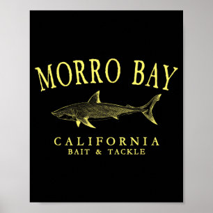 Morro Bay Kalifornien Hai Retro Gelb Kunst Poster