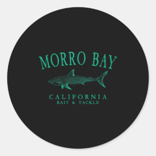 Morro Bay Kalifornien Hai Vintage Türkis Kunst Runder Aufkleber