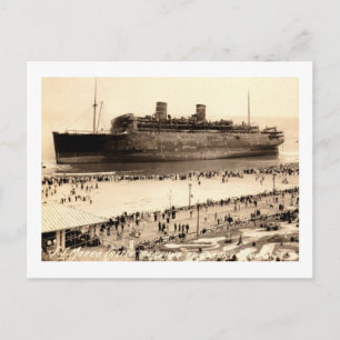 Morro Castle an Land in Asbury Park, NJ Vintage Postkarte