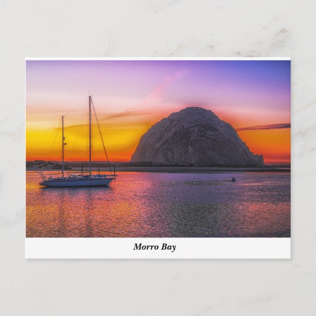 Morro Rock bei Sunset Postcard Postkarte (Vorderseite)