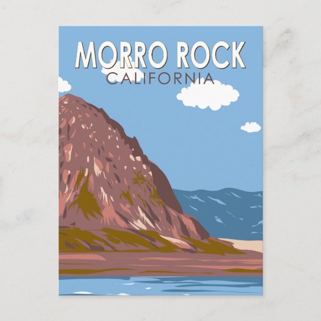 Morro Rock California Vintage Postkarte (Vorderseite)