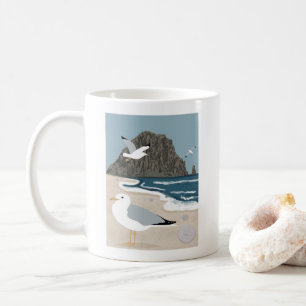 Morro Rock Central California Illustration Seagull Kaffeetasse