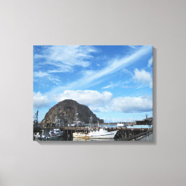 Morro Rock, Fischerboote und Embarcadero Leinwanddruck