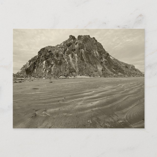 Morro Rock, Morro Bay in Sepia Postkarte (Vorderseite)