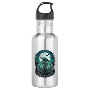 Mors Zombie Hand Skelett Schlüssel Grabstein Raben Edelstahlflasche