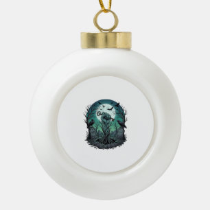 Mors Zombie Hand Skelett Schlüssel Grabstein Raben Keramik Kugel-Ornament