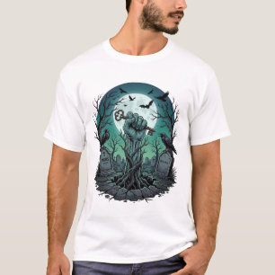 Mors Zombie Hand Skelett Schlüssel Grabstein Raben T-Shirt