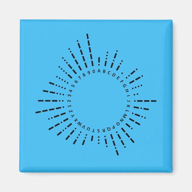 Morse-Code-Alphabet – Cyber Blue Tech Design Magnet (Vorne)