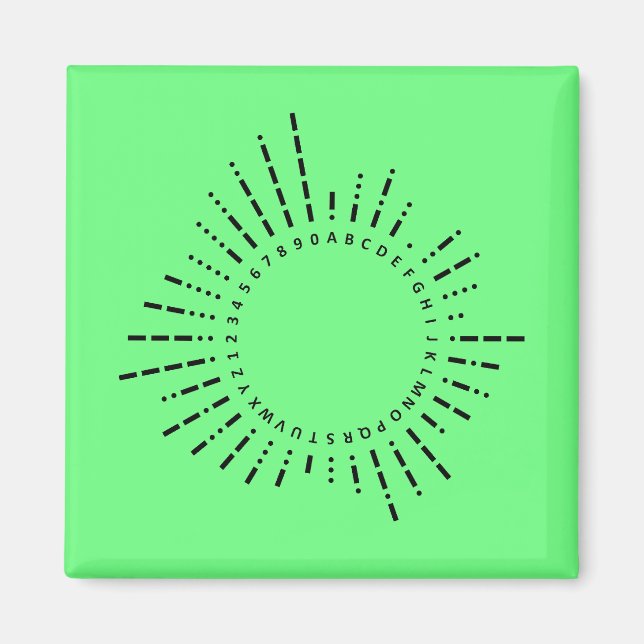Morse-Code-Alphabet – Fresh Green Survival Magnet (Vorne)