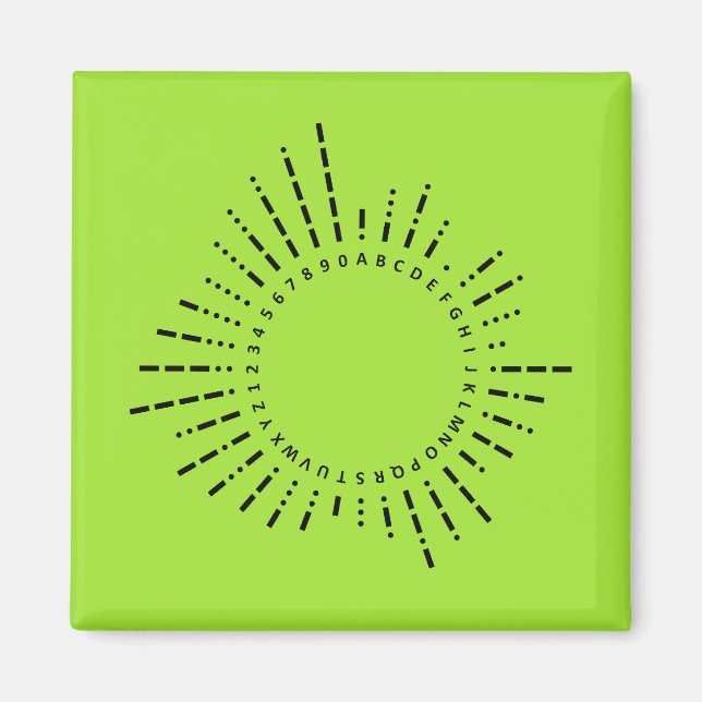 Morse-Code-Alphabet – Neon Lime Tech Magnet (Vorne)