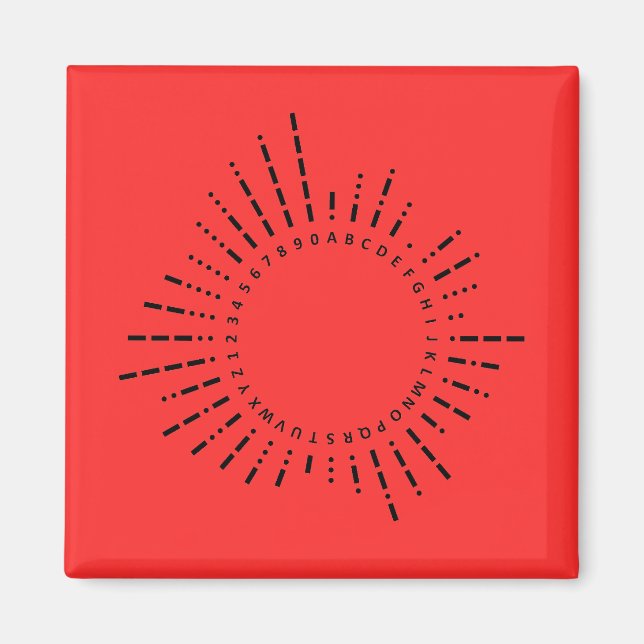 Morse-Code-Alphabet – Notfall Rot Magnet (Vorne)
