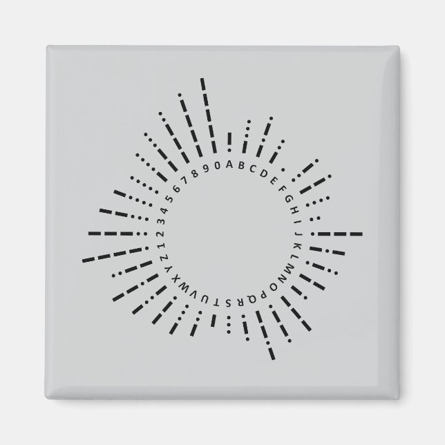 Morse-Code-Alphabet – Stahlgraues Design Magnet (Vorne)