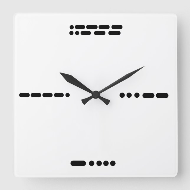 Morse Code Clock 3, 6, 9, 12 Quadratische Wanduhr (Vorderseite)