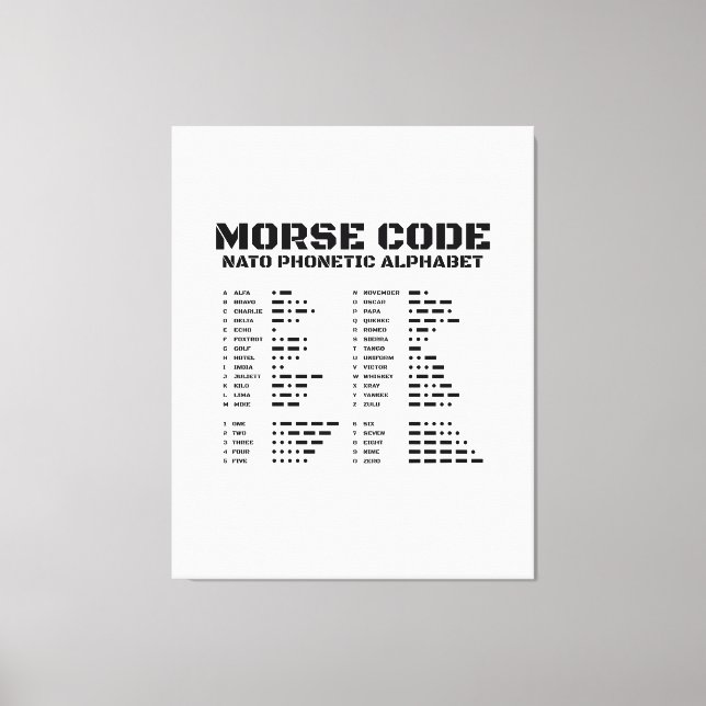 Morse Code NATO Phonetic Alphabet Leinwanddruck (Vorderseite)
