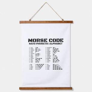 Morse Code NATO Phonetic Alphabet Wandteppich Mit Holzrahmen