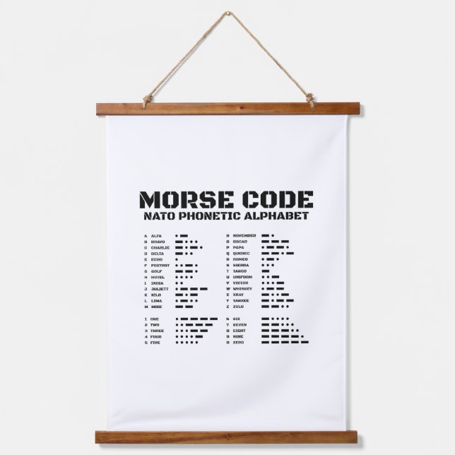 Morse Code NATO Phonetic Alphabet Wandteppich Mit Holzrahmen (Vorderseite)