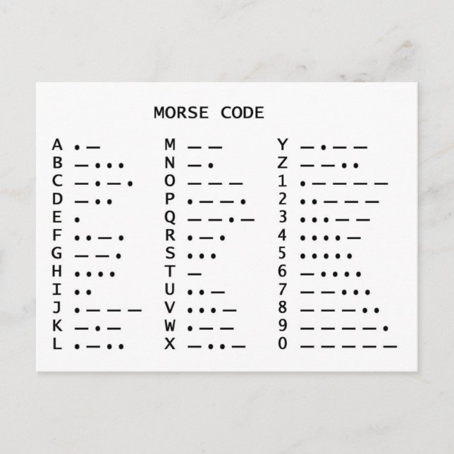 Morse Code Postkarte (Vorderseite)