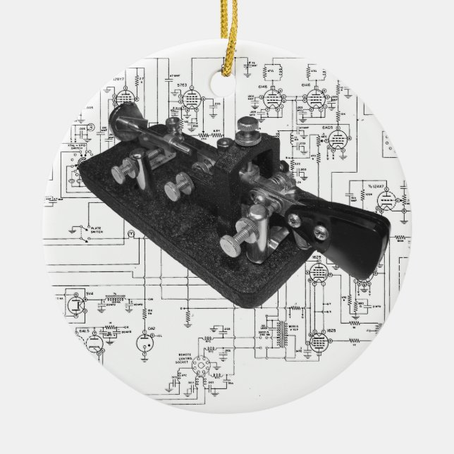 Morse Code Radio Key Schemata Keramik Ornament (Vorne)